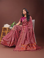 Thumbnail for Astita Fiery Purple Banarasi Silk Saree with Gold Zari and Colorful Pallu - Perfect for Bridal,Wedding & Festive Glamour - Distacart