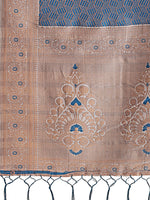 Thumbnail for Astita Graceful Blue & Beige Lichi Silk Saree with Elegant Woven Pallu - Timeless Beauty for Every Occasion