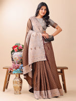Thumbnail for Astita Graceful Brown & Beige Lichi Silk Saree with Elegant Woven Pallu - Timeless Beauty for Every Occasion