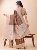 Thumbnail for Astita Graceful Brown & Beige Lichi Silk Saree with Elegant Woven Pallu - Timeless Beauty for Every Occasion