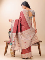 Thumbnail for Astita Graceful Maroon & Beige Lichi Silk Saree with Elegant Woven Pallu - Timeless Beauty for Every Occasion