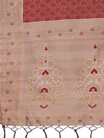 Thumbnail for Astita Graceful Maroon & Beige Lichi Silk Saree with Elegant Woven Pallu - Timeless Beauty for Every Occasion
