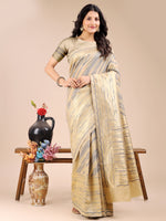 Thumbnail for Astita Cream Cotton Woven Zari Work Traditional Tassel Saree