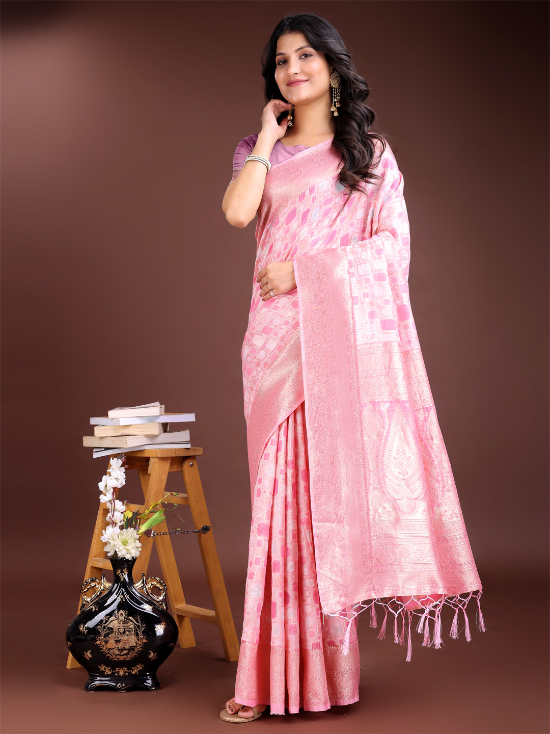 Astita Pink Linen Cotton Saree - Elegant Simplicity for Everyday Grace - Distacart