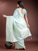Thumbnail for Astita Sea Green Linen Cotton Saree - Elegant Simplicity for Everyday Grace