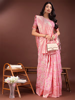 Thumbnail for Astita Elegant Pink Cotton Saree with Golden Zari Work - Graceful Comfort for Everyday & Festive Wear