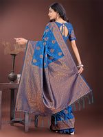 Thumbnail for Astita Majestic Royal Blue Banarasi Silk Saree with Golden Zari - Timeless Indian Ethnic Elegance for Weddings & Festive Occasions - Distacart