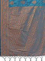 Thumbnail for Astita Majestic Teal Banarasi Silk Saree with Golden Zari - Timeless Indian Ethnic Elegance for Weddings & Festive Occasions - Distacart