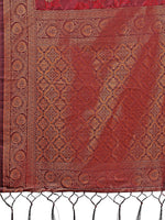 Thumbnail for Astita Majestic Maroon Banarasi Silk Saree with Golden Zari - Timeless Indian Ethnic Elegance for Weddings & Festive Occasions - Distacart