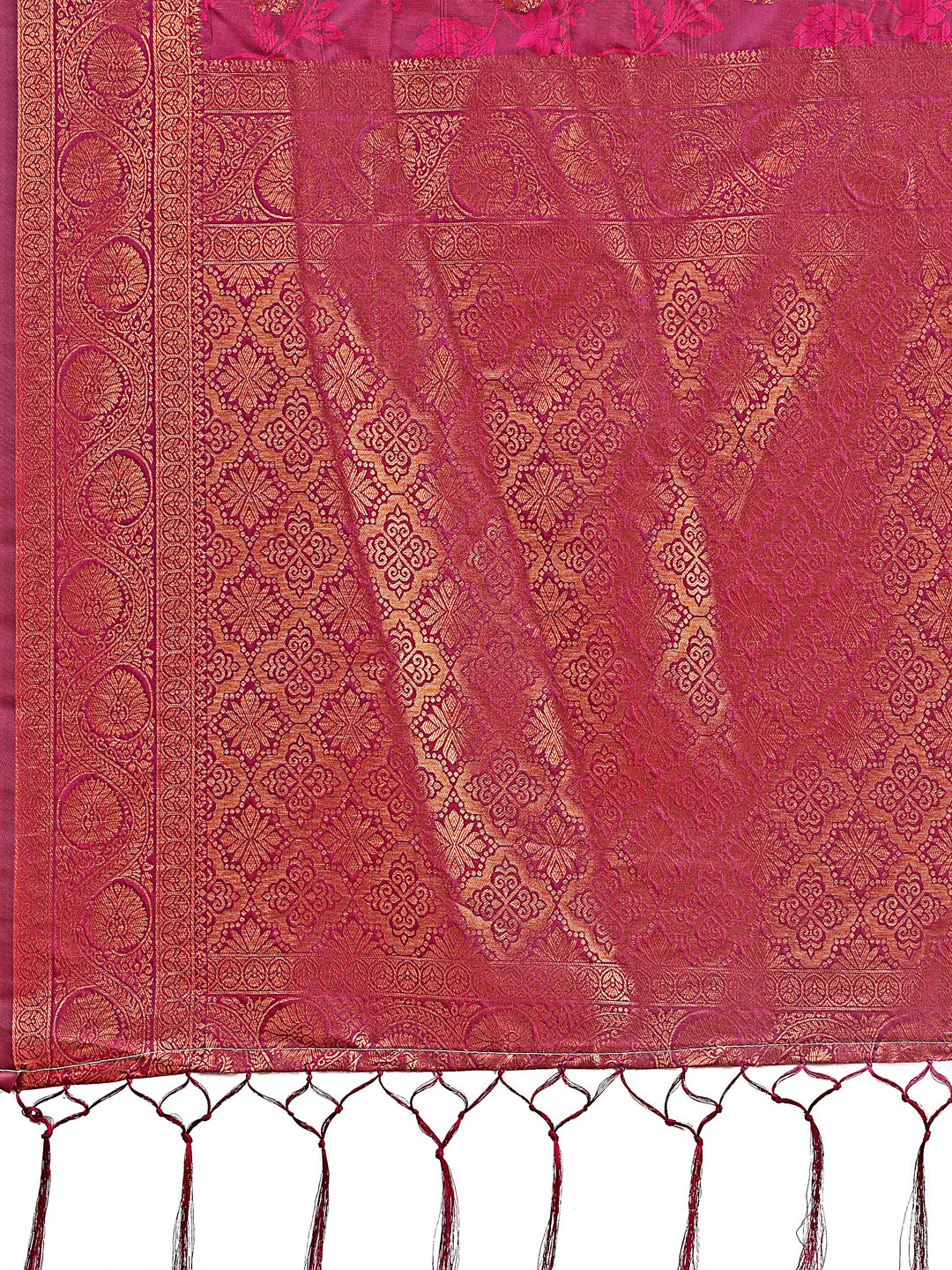 Astita Majestic Magenta Banarasi Silk Saree with Golden Zari - Timeless Indian Ethnic Elegance for Weddings & Festive Occasions - Distacart