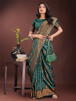 Thumbnail for Astita Majestic Dark Green Banarasi Silk Saree with Golden Zari - Timeless Indian Ethnic Elegance for Weddings & Festive Occasions - Distacart