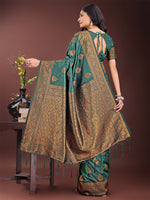Thumbnail for Astita Majestic Dark Green Banarasi Silk Saree with Golden Zari - Timeless Indian Ethnic Elegance for Weddings & Festive Occasions - Distacart