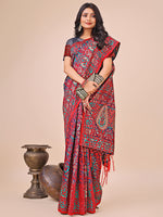 Thumbnail for Astita Elegant Pink Jacquard Linen Cotton Saree with Traditional Multicolor Weave & Tassel Pallu - Festive & Casual Wear for Women - Distacart