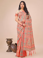 Thumbnail for Astita Elegant Cream Jacquard Linen Cotton Saree with Traditional Multicolor Weave & Tassel Pallu - Festive & Casual Wear for Women - Distacart