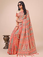 Thumbnail for Astita Elegant Cream Jacquard Linen Cotton Saree with Traditional Multicolor Weave & Tassel Pallu - Festive & Casual Wear for Women - Distacart