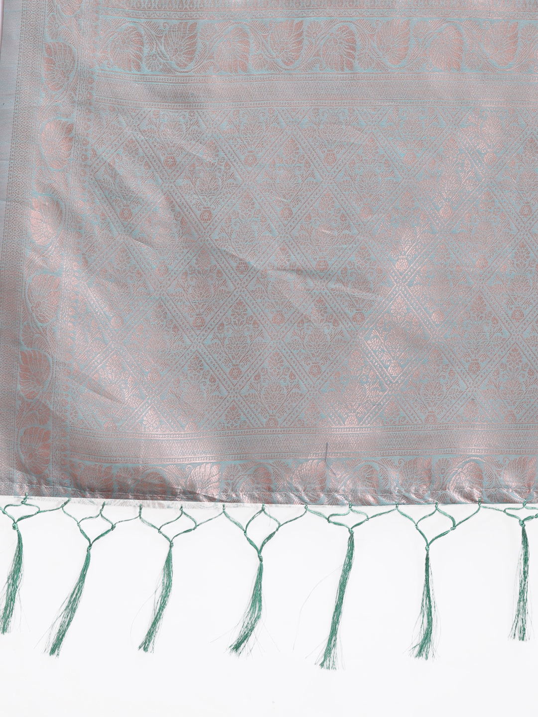 Astita Sea Green Linen Cotton Woven Zari Work Traditional Tassel Saree - Distacart