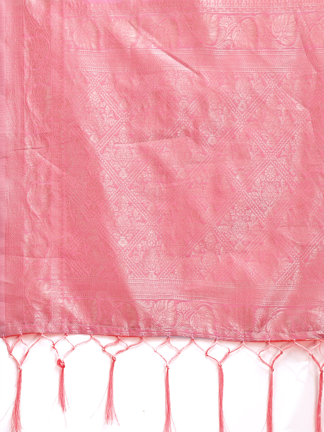 Astita Pink Linen Cotton Woven Zari Work Traditional Tassel Saree - Distacart