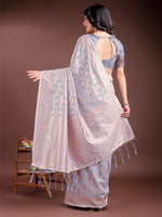 Thumbnail for Astita Grey Linen Cotton Woven Zari Work Traditional Tassel Saree - Distacart