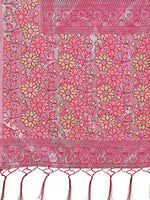 Thumbnail for Astita Premium Olive Green & Pink Floral Woven Lichi Silk Saree with Rich Pallu & Tassels - Festive & Party Wear for Women - Distacart