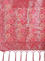 Thumbnail for Astita Premium Cream & Red Floral Woven Lichi Silk Saree with Rich Pallu & Tassels - Festive & Party Wear for Women - Distacart