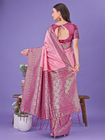 Thumbnail for Astita Vibrant Pink & Magenta Lichi Silk Saree with Rich Woven Border and Contrast Blouse - Festive & Wedding Wear