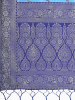 Thumbnail for Astita Blue & Navy Blue Lichi Silk Saree with Rich Woven Border and Zigzag Pattern - Wedding & Festive Wear - Distacart