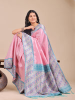 Thumbnail for Astita Radiant Light Pink Silk Saree with Pink & Blue Floral Pattern - Perfect for Weddings & Festive Glamour - Distacart