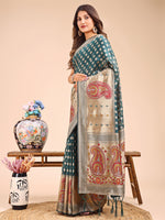 Thumbnail for Astita Grace in Every Thread - Sea Green & Beige Linen Cotton Saree with Royal Paisley Charm - Distacart