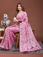 Thumbnail for Astita Graceful Pink Printed Saree - A Symphony of Culture and Feminine Charm - Distacart