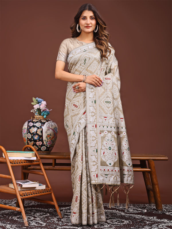 Astita Graceful Brown Printed Saree - A Symphony of Culture and Feminine Charm - Distacart