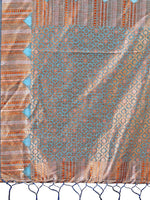 Thumbnail for Astita Teal Blue Linen Cotton Saree with Woven Geometric Zari Motifs - Elegant Festive Wear for Women - Distacart