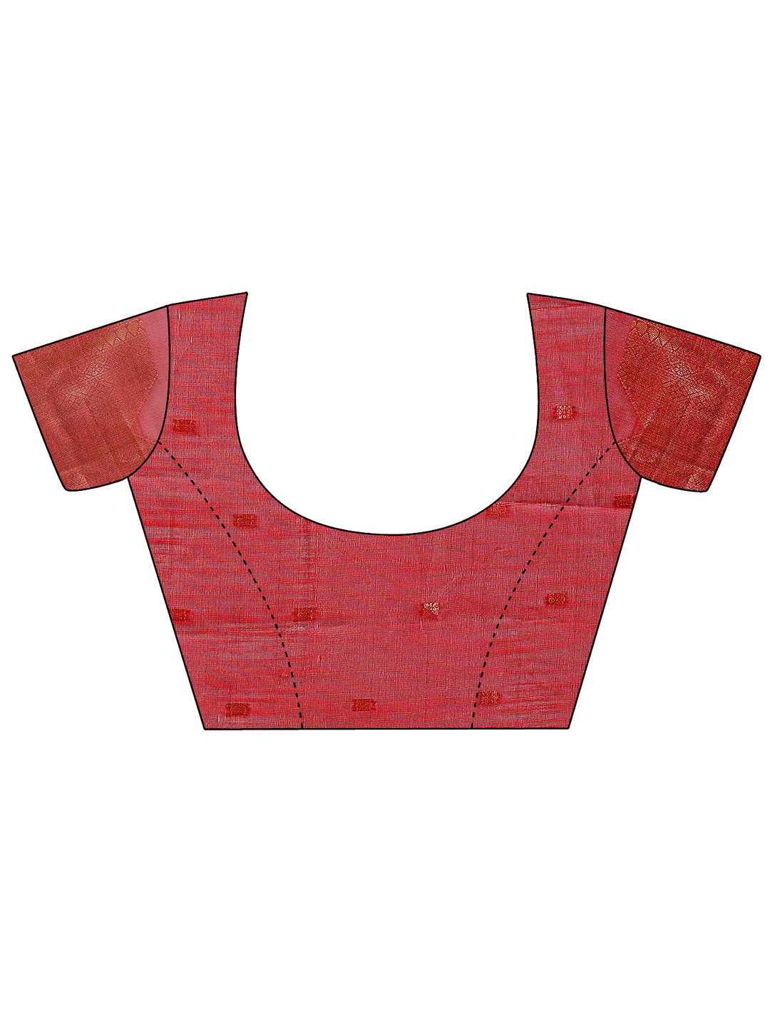Astita Red Linen Cotton Saree with Woven Geometric Zari Motifs - Elegant Festive Wear for Women - Distacart