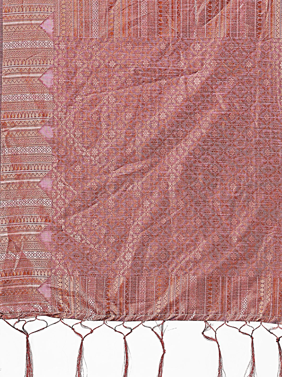 Astita Purple Linen Cotton Saree with Woven Geometric Zari Motifs - Elegant Festive Wear for Women - Distacart