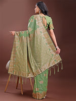 Thumbnail for Astita Light Green Linen Cotton Saree with Woven Geometric Zari Motifs - Elegant Festive Wear for Women - Distacart
