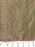 Thumbnail for Astita Light Green Linen Cotton Saree with Woven Geometric Zari Motifs - Elegant Festive Wear for Women - Distacart