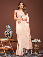 Thumbnail for Astita Elegant Cream Woven Work Saree - A Whiff of Tradition Wrapped in Grace - Distacart