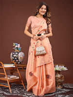 Thumbnail for Astita Elegant Peach Woven Work Saree - A Whiff of Tradition Wrapped in Grace - Distacart