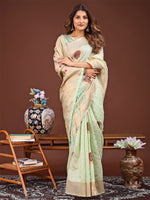 Thumbnail for Astita Elegant Light Green Woven Work Saree - A Whiff of Tradition Wrapped in Grace - Distacart