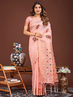 Thumbnail for Astita Elegant Pink Woven Work Saree - A Whiff of Tradition Wrapped in Grace - Distacart