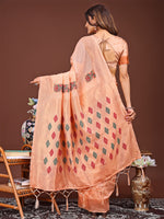 Thumbnail for Astita Orange Jacquard Saree with Tassels - Radiate Soft Elegance and Timeless Beauty - Distacart