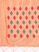 Thumbnail for Astita Orange Jacquard Saree with Tassels - Radiate Soft Elegance and Timeless Beauty - Distacart