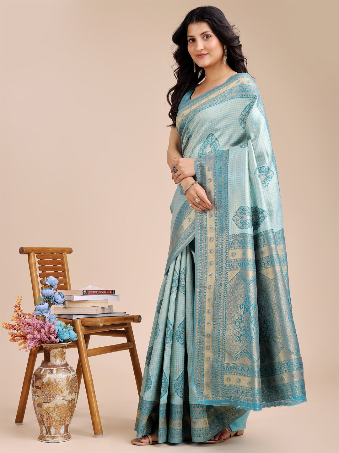 Astita Sea Green Banarasi silk Woven Zari Work Traditional Tassel Saree - Distacart