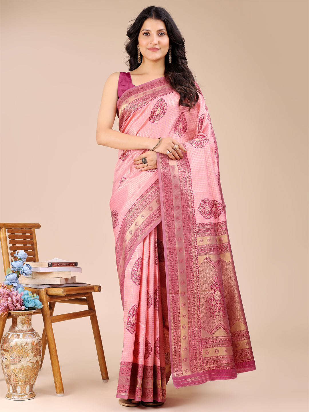 Astita Light Pink & Magenta Banarasi silk Woven Zari Work Traditional Tassel Saree - Distacart