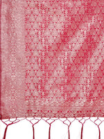 Thumbnail for Astita Graceful Pink Lichi Silk Saree with Contrast Blue Woven Border & Floral Zari Design - Wedding & Festive Wear - Distacart