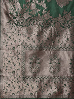 Thumbnail for Astita Emerald Green Banarasi Silk Saree with Zari Floral Work - Elegance Woven in Every Thread - Distacart