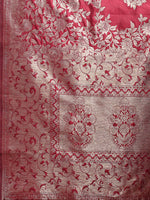 Thumbnail for Astita Emerald Maroon Banarasi Silk Saree with Zari Floral Work - Elegance Woven in Every Thread - Distacart