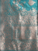 Thumbnail for Astita Emerald Sea Green Banarasi Silk Saree with Zari Floral Work - Elegance Woven in Every Thread - Distacart