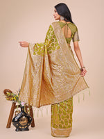 Thumbnail for Astita Elegant Olive Green Linen Cotton Saree with Silver Zari Border & Geometric Weave - Daily,Office & Festive Wear - Distacart