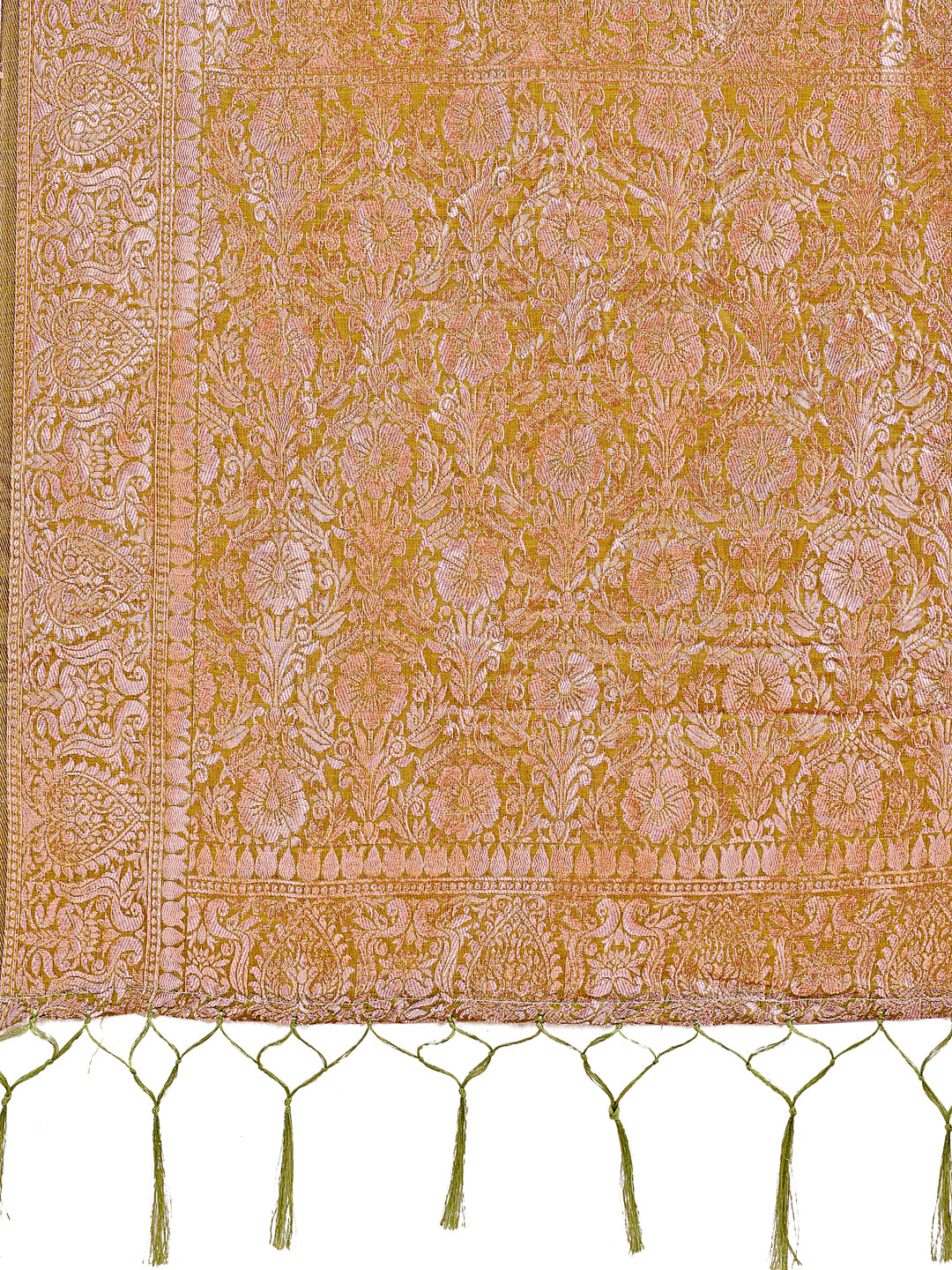 Astita Elegant Olive Green Linen Cotton Saree with Silver Zari Border & Geometric Weave - Daily,Office & Festive Wear - Distacart