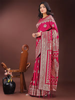 Thumbnail for Astita Graceful Magenta Banarasi Silk Saree with Silver Zari - Perfect Ethnic Wear for Weddings & Festive Moments